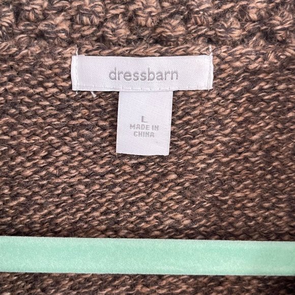 Dress Barn Women's Large Lambswool Cardigan Sweater Brown Chunky Buttons Pockets - Picture 3 of 6